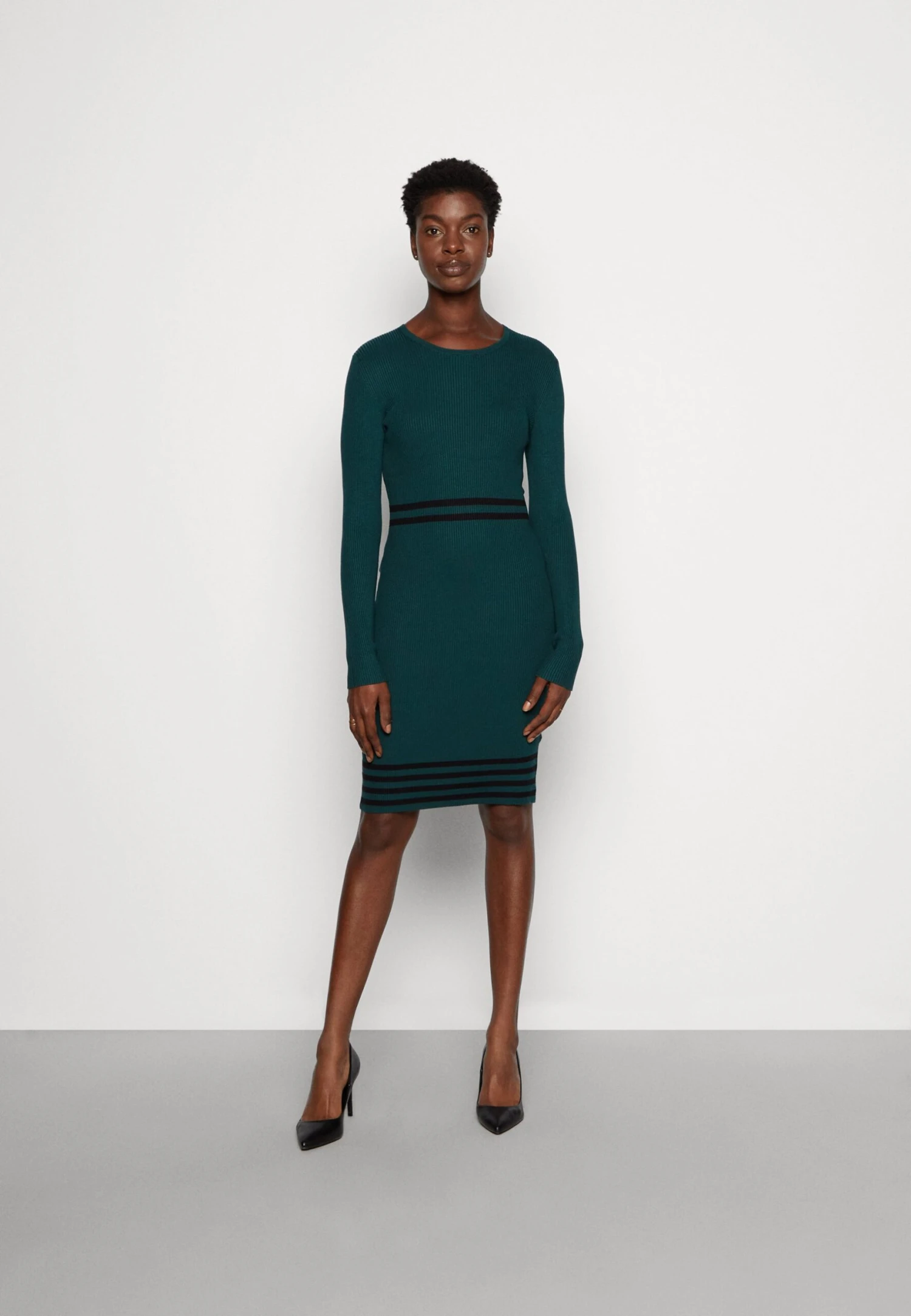 Anna Field Gebreide Jurk - Dark Green/Black 1 Anna Field Gebreide Jurk - Dark Green/Black