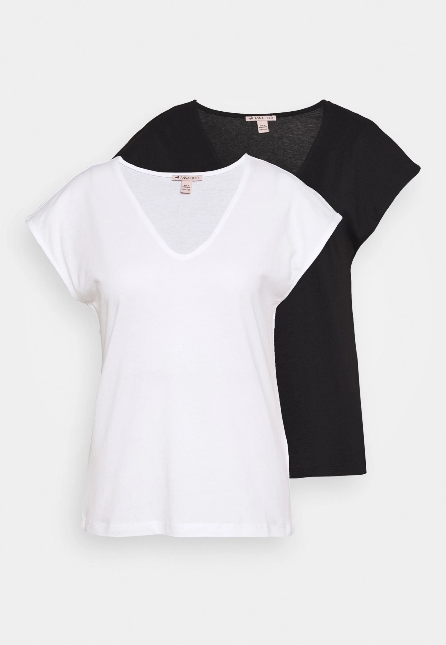Anna Field Basic V Neck Drop Shoulder 2 Pack- T-Shirt Basic - Black/White 5 Anna Field Basic V Neck Drop Shoulder 2 Pack- T-Shirt Basic - Black/White - Afbeelding 5
