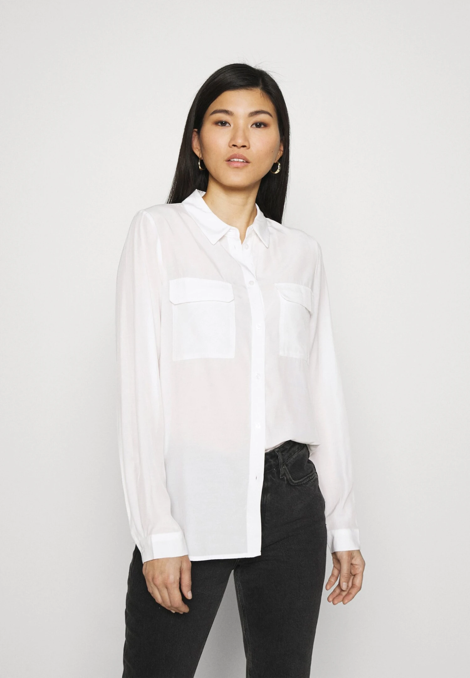 Anna Field Basic Blouse With Front Pockets - Overhemdblouse - Offwhite 1 Anna Field Basic Blouse With Front Pockets - Overhemdblouse - Offwhite