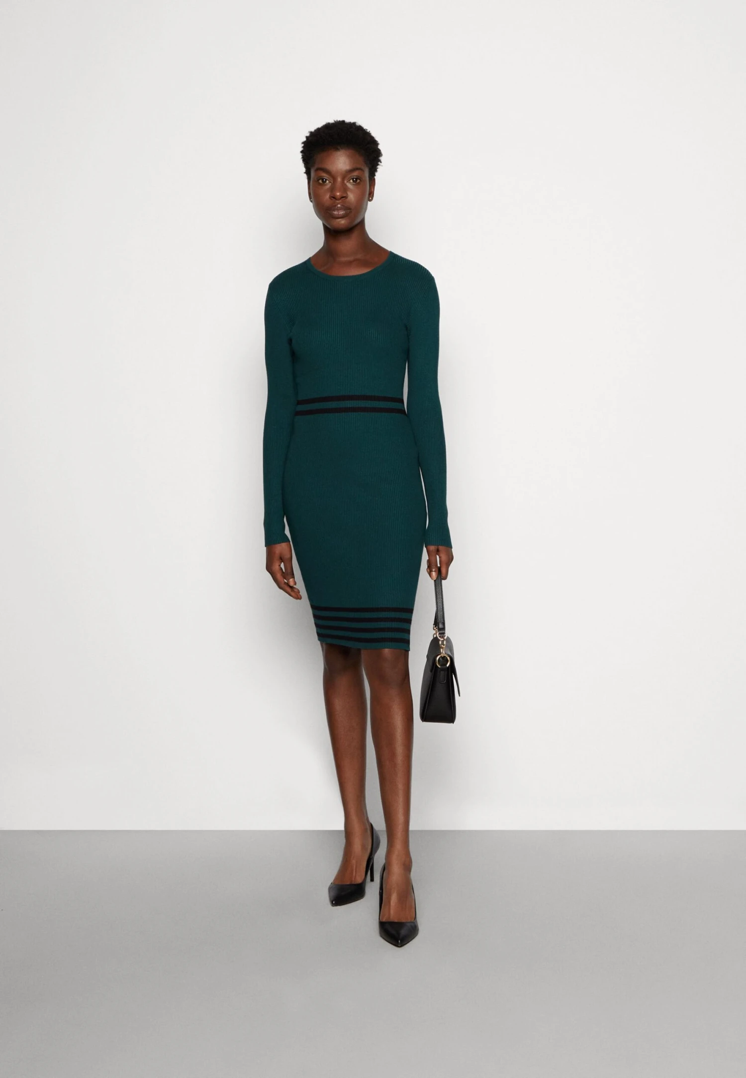 Anna Field Gebreide Jurk - Dark Green/Black 2 Anna Field Gebreide Jurk - Dark Green/Black - Afbeelding 2